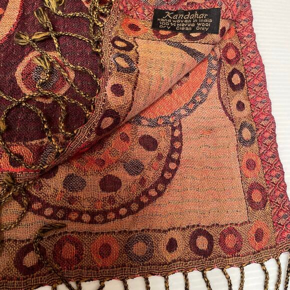 Scarf Kandahar 100 % Merino Wool Saffron shades 64 "long 13 " wide Fringe Womans - Picture 2 of 5
